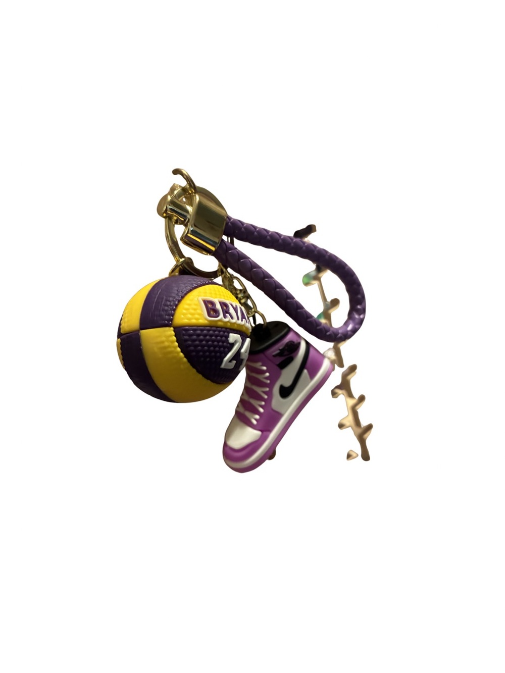 Purple & Yellow Basketball Sneaker Unisex Keychain Charm